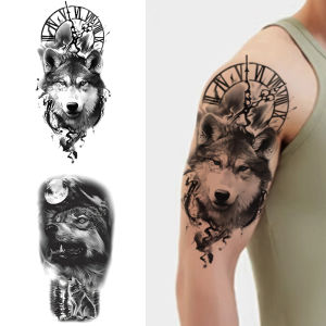 Fierce Wolf Waterproof Temporary Tattoo Stickers Long-lasting Waterproof for One to Two Weeks For Arm Leg.
