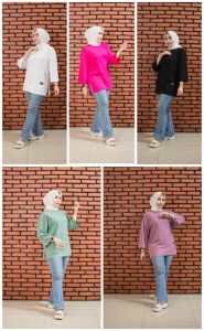 KAOS OVERSIZE WANITA MOTIF POLOS FST LENGAN 7/8 JUMBO STYLE HIJAB TERBARU DAN TERLARIS