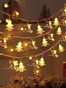 Dây đèn Led tuần lộc mix cây thông bông tuyết trang trí decor Giáng Sinh Noen