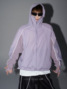 V37 | Mens Lightweight Loose Fit UPF50+ Hooded Sun Protection Jacket Reflective Stripe Quick Drying Outdoor Coat