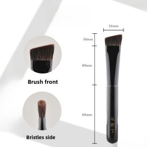 Wild Natural Mist Brow Brush Large Wide Head Animal Hair Slanted Makeup Brush for Drawing Eyebrows Long Handle Chinese Brand