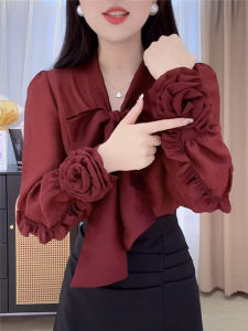 Áo Sơ Mi Nữ Dài Tay Lót Lông Cừu Hoa Thời Trang Xuân Thu V-neck Áo Cánh Tay Dài Mùa Hè Cho Phụ Nữ Mang Thai