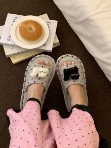 XIXITIAO | Comfortable Breathable Sweaty Absorbing Cat Pattern Womens Linen Slipper