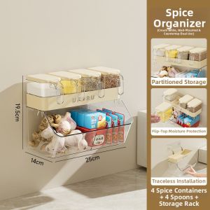 Wall Mounted Spice Storage Organizer Set