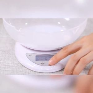 Timbangan Dapur Digital Portabel 5kg - Warna Abu-abu/Perak Kapasitas Besar Gaya Elegan