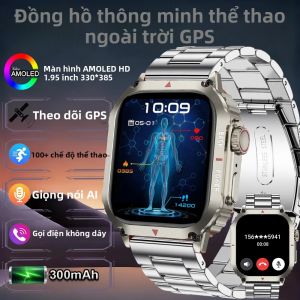 Đồng Hồ Thông Minh Quân Sự Dành Cho Nam GPS Thể Thao Ngoài Trời Chống Nước Cuộc Gọi Bluetooth Đèn LED Theo Dõi Sức Khỏe Trợ Lý Giọng Nói AI