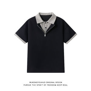 WUKONGYOUHUO | Summer Checkered Patchwork Two-Piece Style Polo Shirt