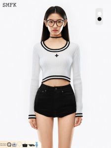 SMFK | Fitted Embroidered Classical Cross Knit Sweater