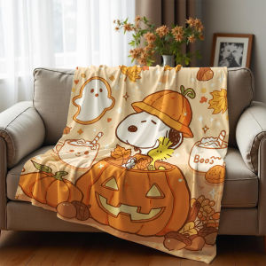 Beast Kingdom | Chăn Lông Cừu Siêu Mềm Snoopy Halloween 2026 Ấm Áp Mềm Mại Dùng Được Cho Ghế Sofa Mọi Mùa 100% Polyester In Họa Tiết.