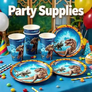 Dinosaur Combination Disposable Picnic Portable Birthday Party Specific Set Themed Outdoor Celebration Gathering Event Decor