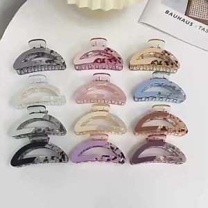 F4 Jepit Rambut Semi Circle 9cm Bahan Selulosa Asetat Motif Marmer Keramik Marble Hair Claw 265R1
