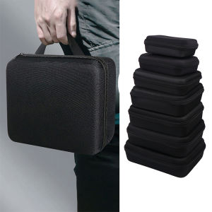 All Black Outdoor Anti-scratch Protective Case EVA Hard Storage Bag Travel Portable Zipper Bag Multiple Repair Tools Handbag