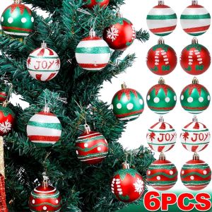 Polocat 【\ud83d\udd25hot】6Pcs/box 6cm Christmas Ball Ornaments Xmas Tree Hanging Pendant Christmas Decorations for Home 2025 New Year Gift