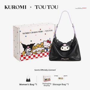 TOUTOU | Cute Kuromi-themed Soft Leather Purple Shoulder Bag