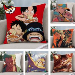 Bandai | One Piece Gol D Roger Anime Plush Pillow Cover Soft Short Plush Cushion Cover For Sofa Bedroom Home Decor Gift Decoration