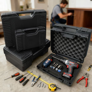 1pc Plastic Multi-Functional Portable Car Repair Tools Box with Pre-cut Sponge Non-Waterproof Hardware Shell Tool Carrying Case