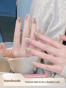 MONLEYTA | Handmade Short Nail Tips Wearable False Nails New Year Design Premium Quality Finished Product Manicure Nail Art Accessories