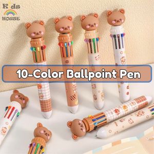 10-in-1 Multicolor Ballpoint Pen 10 Colors Cute Cartoon Ballpoint Pen for Office School Supplies Students Children Gift