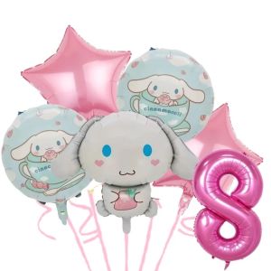 Disposable Tableware Set for Childrens Birthday Party including Paper Cups Plates Tablecloth Balloons Decorations Cinnamon Dog Themed