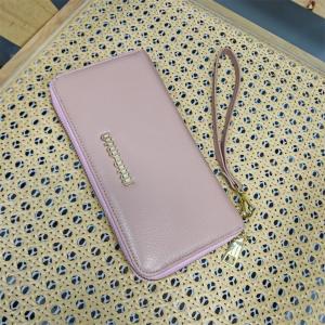 Top Layer Cowhide Leather Long Wallet Womens Mobile Phone Bag Zipper Handbag Large Capacity Brand Coin Purse Female Bags