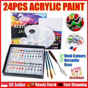 24 pcs High Quality Acrylic Painting Set Gift Set Brush Canvas Palette | acrylic paint set | acrylic paint brush set Art & Crafts painting set for kid
