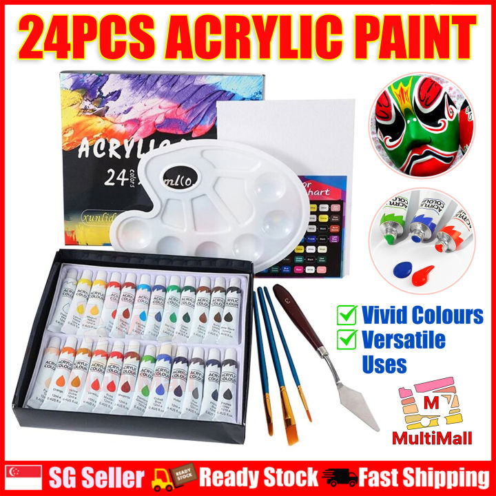 24 pcs High Quality Acrylic Painting Set Gift Set Brush Canvas Palette