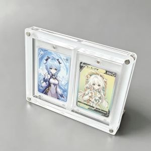 Takara Tomy | 2‑Slots White PTCG Display Stand Polaroid Picture Frame 35PT Extra Thick Pokemon Yu‑Gi‑Oh Card Display Brick for Action Figure