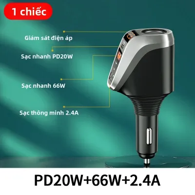 Bộ Sạc Xe Hơi SEAMETAL 66W Với Cổng PD20W QC3.0 USB Type Bộ Sạc Nhanh 12V/24V Bật Lửa Thuốc Lá Đa Năng Cho Điện Thoại