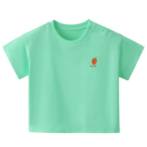 Baby Short Sleeve T-Shirt Pure Cotton Casual Half Sleeve Childrens Summer Clothes round Neck Sweat Absorbent Cartoon Pattern