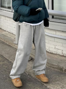 Extra Large 300 Pounds Fleece Lined Thickened Sports Sweatpants Loose Straight Leg Casual Wide Leg Pants for Men And Women