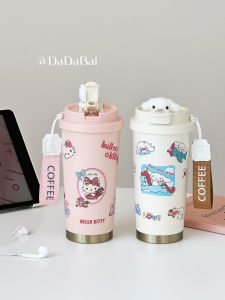 Straw Cup Vacuum Cup 2024 New Arrival Female Good-looking Student Coffee Portable Cup Portable Hellokitty
