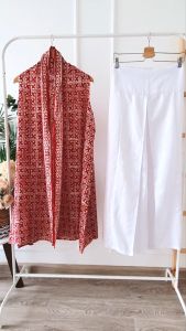 Setelan Atasan Outer Batik dan Bawahan Kulot Highwaist Oneset Kondangan One Set Outer Tanpap Lengan Wanita Setelan Wanita Polos Kulot Panjang Setelan Wanita Batik Kerja