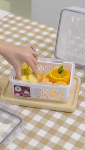 กล่องเก็บของในตู้เย็น แบ่งช่อง ระบายน้ํา พร้อมฝาปิด ⚡ซื้อ1 ฟรี 1 ได้ถึง6กล่อง⚡