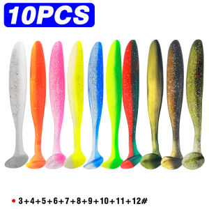 LAKBAT 10 Chiếc Silicone Mềm Mồi Giun Bộ Mồi Dụ 6/7/9/12Cm Phổ Biến Dụng Cụ Câu Cá Cho Cá Bass Cá Hồi Nước Mặn Nước Ngọt
