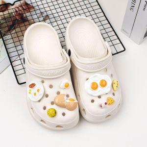 8Pcs/Set Crocs Jibbitz Charms Shoes DIY Accessories Lovely Resin Imitation Food Toy Purse Egg Shoe Flower Decoration Removable Clogs Buckle for Crocs