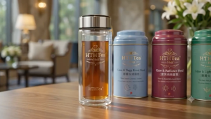 HTHTea by Huiji Signature Wellness Gift Set | 28 Tea Bags + Glass Tea Infuser Bottle | 4 Wellness Blends