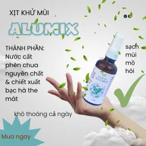 ALUMIX - Nước cất phèn chua nguyên chất kết hợp cùng tinh chất bạc hà the mát - giúp khử mùi ngăn tiết mồ hôi và the mát dễ chịu