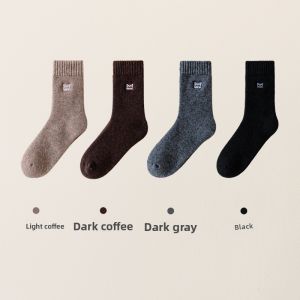 miiow | Thickened Woolen Womens Mid-calf Socks Autumn Winter Fashion Warm Floor Socks Fleece Lined Extra Thickened Cat Person Socks