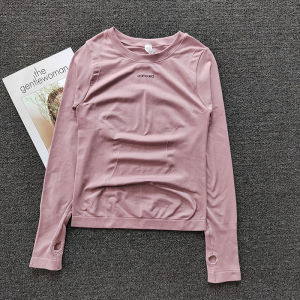 Sports Long-Sleeved Top Womens Quick-Drying Breathable Skinny Yoga Clothes Fashion Letters Soft Running Training Fitness T-shirt