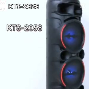 KTS-2058 KBROAD Portable DJ Bluetooth Speaker 15W x 2 Output Power RGB LED 2 Wireless Microphones 8-inch Speakers 2400mAh Battery 32GB USB/SD Support FM Radio 10m Wireless Range High Power Outdoor Karaoke Speaker 4-5 Hours Charging Time