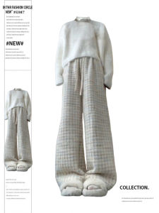 กางเกงขายาวทรงหลวมเอวสูงสไตล์เกาหลีสำหรับผู้หญิงในช่วงต้นฤดูใบไม้ผลิ ดีไซน์สุดเก๋ กระโปรงทรงเอ ผ้ากำมะหยี่ลายหินปูน