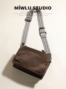Quatre-Color High-Definition Nylon Leather Crossbody Bag Vintage Ethnic Style Wide Shoulder Strap Single Shoulder Bag