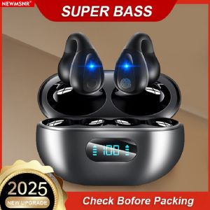 Clip-on Bone Conduction Earphones LED Surround Sounds Wireless Bluetooth 5.3 Headphones Noise Reduction Headsets Sports Earbuds