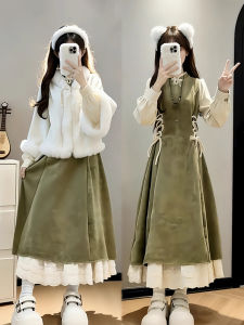 XUECAIQI | Elegant New Chinese Style Cape Outerwear and Cheongsam Dress Set