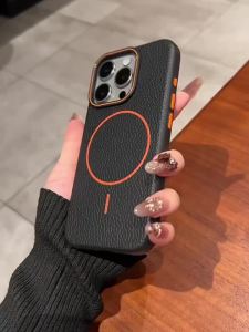 🇹🇭THTOP เคสไอโฟน เคสโทรศัพท์แม่เหล็กหนัง TPU Fashion Magnetic Case For Magsafe For iPhone 16 14 13 12 11 Pro Max plus โปร แม็กซ์ เคสโทรศัพท์มือถือแบบนิ่ม กันกระแทก