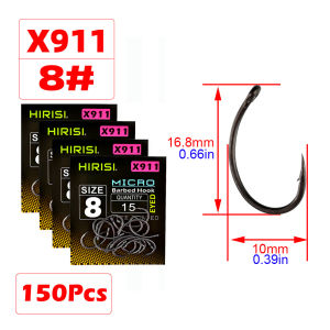 Hirisi X911 150Pcs Micro Barbed PTFE Coated High Carbon Steel Fish Hook With Eye Carp Fishing Accessories