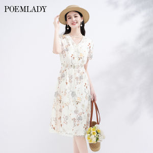 POEMLADY | French Style V-neck Floral Print Short Sleeve Tea Dress