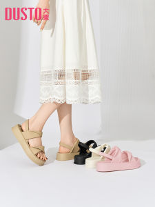 Sweet Fairy Tale Style Summer Sandals DUSTO Womens Slip-On Pure Color Thick Bottom Fashionable Beach Shoes DW23X0681A