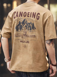 Retro Cloud Dye Printed T Shirt 280g