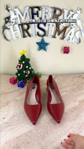 STOMPION Heels For Women Korean Women Pointed Toe Jelly Rubber Block Heels Office Work Shoes
